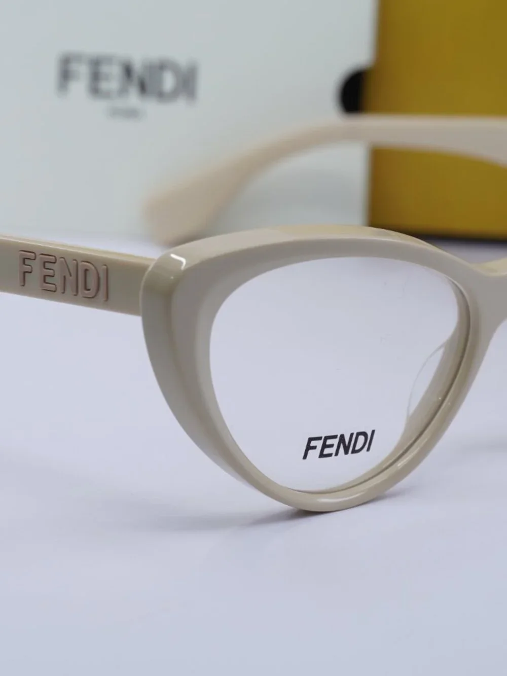 Fendi FE50075I 057 Cat Eye Eyeglasses 53mm - Shiny Beige